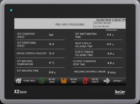 Color Touch Screen HMI Control Panel - PLC Managed Orbital Wrapping Programs